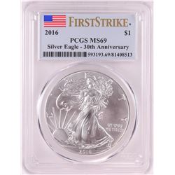 2016 $1 American Silver Eagle Coin PCGS MS69 First Strike