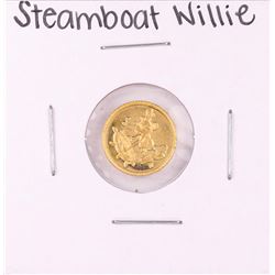 Rarities Mint Disney Mickey  Steamboat Willie  1 Gram .999 Fine Gold Round