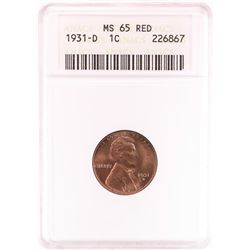 1931-D Lincoln Head Cent Coin ANACS MS65RD