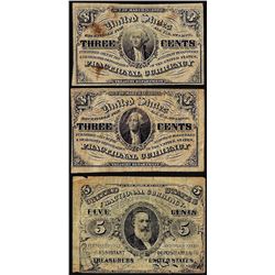 Lot of (3) Third Issue Fractional Currency Notes
