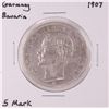 Image 1 : 1907 Germany Bavaria 5 Mark Silver Coin