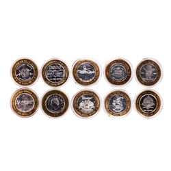 Mixed Lot of (10) .999 Silver Casino $10 Limited Edition Gaming Tokens