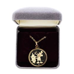1987 Disney Gold Plated Pendant & Chain Steamboat Willie 1/4 oz .999 Fine Silver Medal