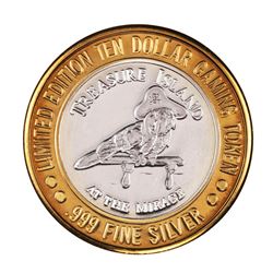 .999 Silver Treasure Island Las Vegas $10 Casino Limited Edition Gaming Token