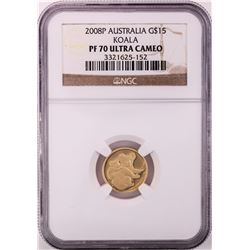2008P $15 Australia Proof Koala Gold Coin NGC PF70 Ultra Cameo