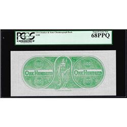 $100 Chemicograph Back Confederate Currency Note PCGS Superb Gem New 68PPQ