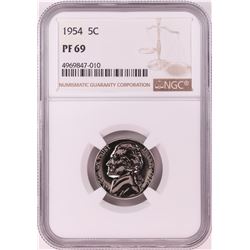 1954 Proof Jefferson Nickel Coin NGC PF69
