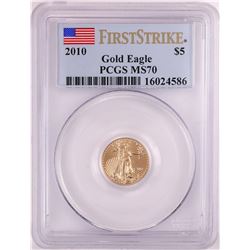 2010 $5 American Gold Eagle Coin PCGS MS70 First Strike