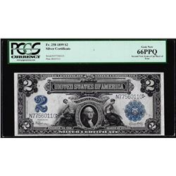 1899 $2 Mini-Porthole Silver Certificate Note Fr.258 PCGS Gem New 66PPQ