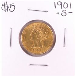 1901-S $5 Liberty Head Half Eagle Gold Coin