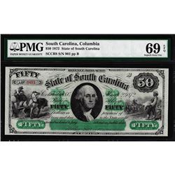 1872 $50 State of South Carolina Obsolete Note PMG Superb Gem Uncirculated 69EPQ