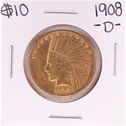 1908-D Motto $10 Indian Head Eagle Gold Coin