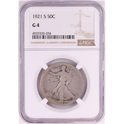 1921-S Walking Liberty Half Dollar Coin NGC G4