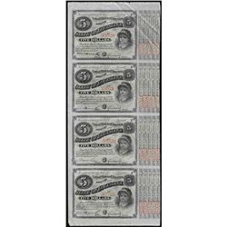 Uncut Sheet of (4) State of Louisiana Baby Bond Obsolete Notes