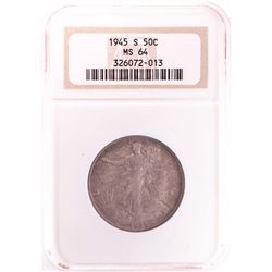 1945-S Walking Liberty Half Dollar Coin NGC MS64