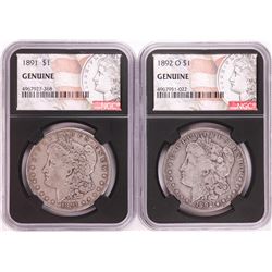 Lot of 1891 & 1892-O $1 Morgan Silver Dollar Coins NGC Genuine