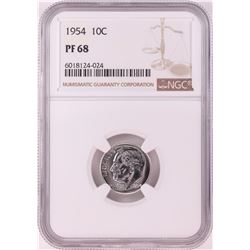 1954 Proof Roosevelt Dime Coin NGC PF68