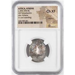 393-294 BC Attica Athens AR Tetradrachm Athena Owl Coin NGC CH XF