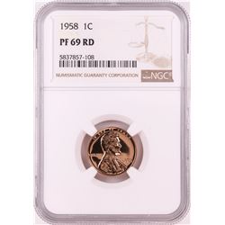 1958 Proof Lincoln Wheat Cent Coin NGC PF69RD