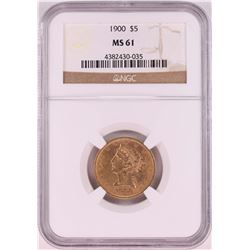 1900 $5 Liberty Head Half Eagle Coin NGC MS61