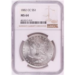 1882-CC $1 Morgan Silver Dollar Coin NGC MS64