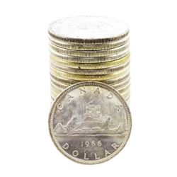 Roll of (20) Brilliant Uncirculated 1966 Canadian Silver Dollar Coins