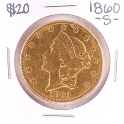 1860-S $20 Liberty Head Double Eagle Gold Coin