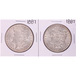 Lot of (2) 1887 $1 Morgan Silver Dollar Coins