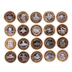 Mixed Lot of (20) .999 Silver Casino $10 Limited Edition Gaming Tokens