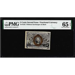 1863 Five Cents Second Issue Fractional Note Fr.1232 PMG Gem Uncirculated 65EPQ