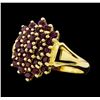 Image 2 : 14KT Yellow Gold Ladies 1.00 ctw Ruby Cluster Ring