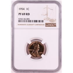 1954 Proof Lincoln Wheat Cent Coin NGC PF69RD