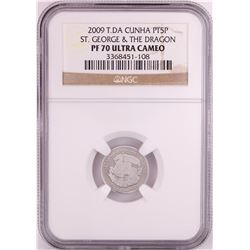 2009 T.DA Cunha 1/10 oz St. George & Dragon Platinum Coin NGC PF70 Ultra Cameo