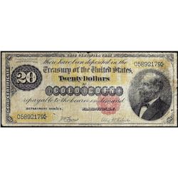 1882 $20 Gold Certificate Note