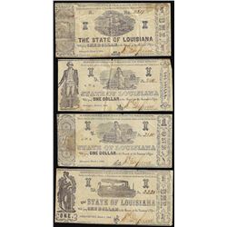 Lot of (4) 1864 $1 State of Louisiana Obsolete Notes