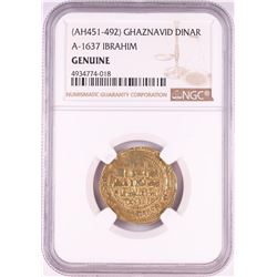 AH451-492 Ghaznavid Dinar A-1637 Ibrahim Gold Coin NGC Genuine