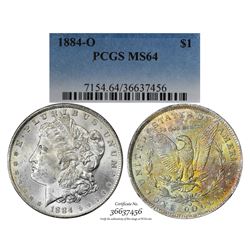 1884-O $1 Morgan Silver Dollar Coin PCGS MS64 Amazing Toning