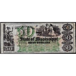 1860's $50 State of Mississippi Obsolete Note