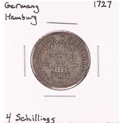 1727 Germany Hamburg 4 Schillings Silver Coin