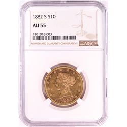 1882-S $10 Liberty Head Eagle Gold Coin NGC AU55