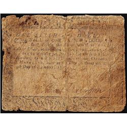 December 7, 1775 $1/6 Maryland Colonial Currency Note