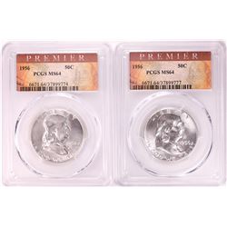 Lot of (2) 1956 Franklin Half Dollar Coins PCGS MS64