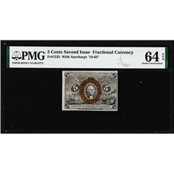 1863 Five Cents Second Issue Fractional Note Fr.1233 PMG Choice Uncirculated 64EPQ