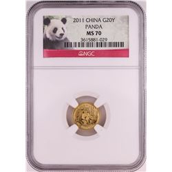 2011 China 20 Yuan Panda Gold Coin NGC MS70