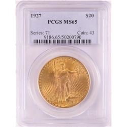 1927 $20 St. Gaudens Double Eagle Gold Coin PCGS MS65