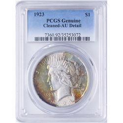 1923 $1 Peace Silver Dollar Coin PCGS AU Details AMAZING Color