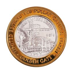 .999 Silver Golden Gate Las Vegas, NV $10 Casino Limited Edition Gaming Token