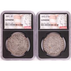 Lot of 1891 & 1892-O $1 Morgan Silver Dollar Coins NGC Genuine