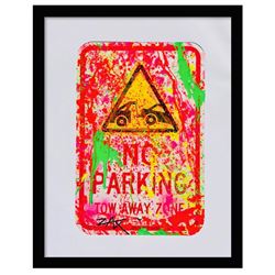E.M Zax "No Parking - Tow Away Zone" Original Hand Painted Metal Street Sign
