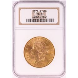 1877-S $20 Liberty Head Double Eagle Gold Coin NGC MS61